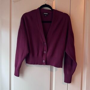 Express Burgundy Button-Up Cardigan Women